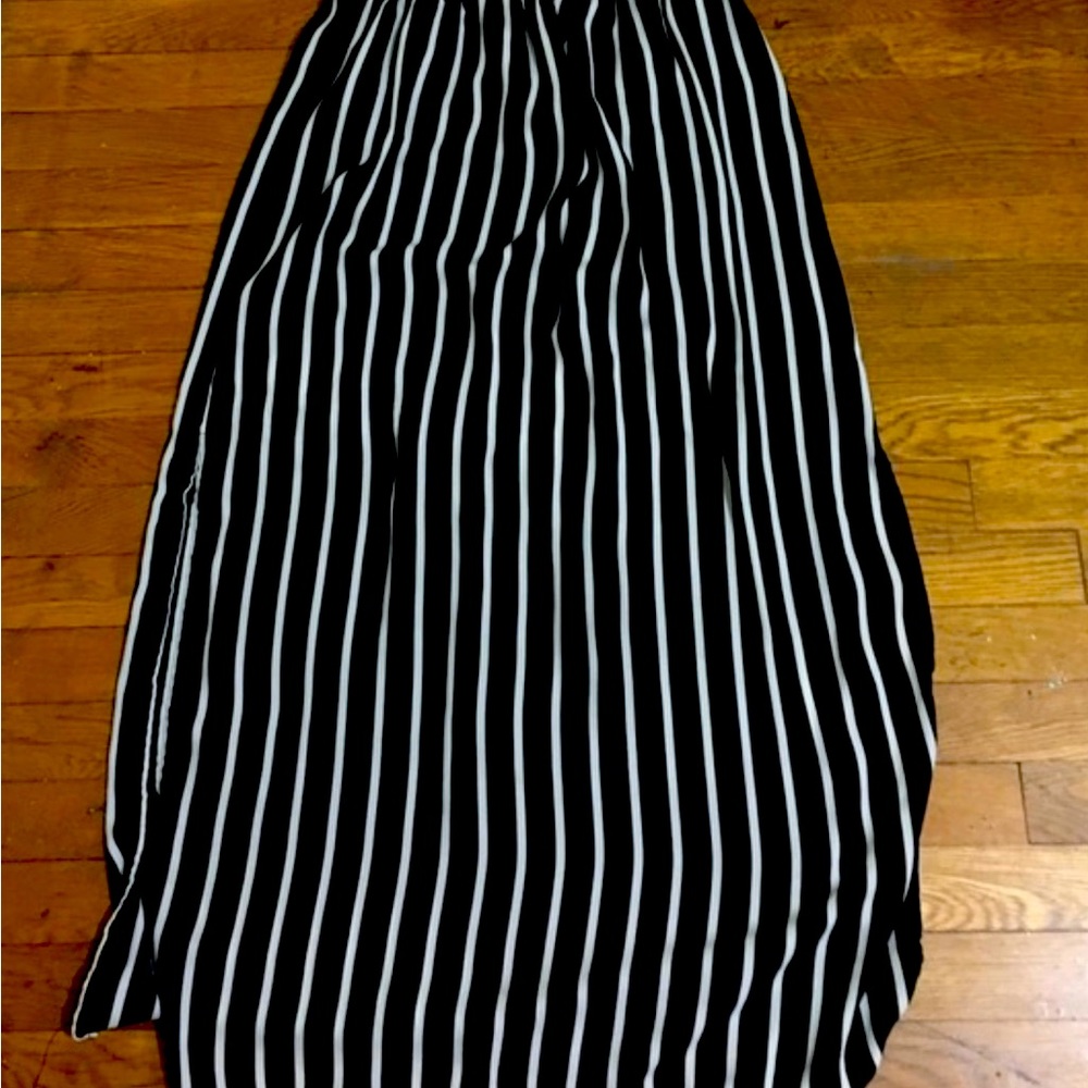 Black White Stripes Maxi Skirt